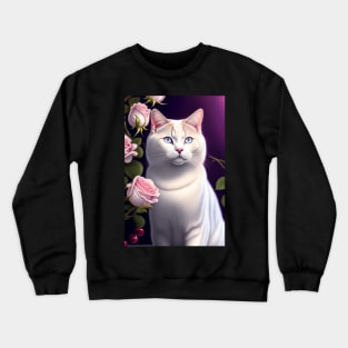 Rosey White British Shorthair Portrait Crewneck Sweatshirt